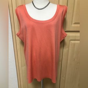 Womens Misook classic knit tank top size XL Orange coral high quality